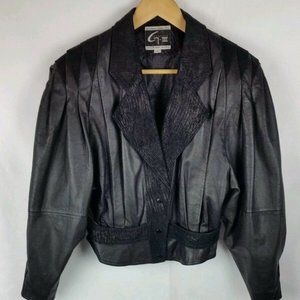 Vintage Global identity leather motorcycle jacket